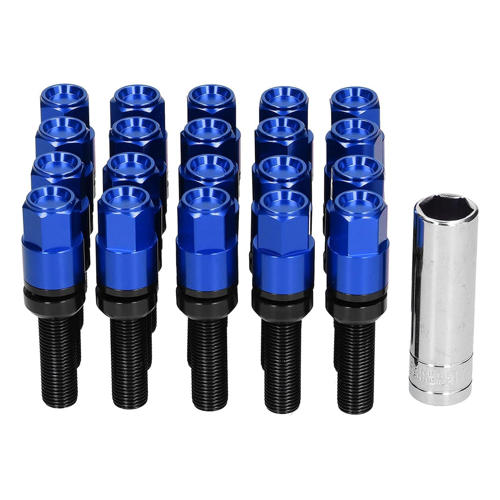 Brilluxa Lug Bolt Kit, M14x1.5 42mm Ball Seat Extended Lug Bolts, Black Wheel Bolt Set and Wheel Fasteners, Extended Thread Wheel Hardware for Aftermarket Rim and Spacer Installati