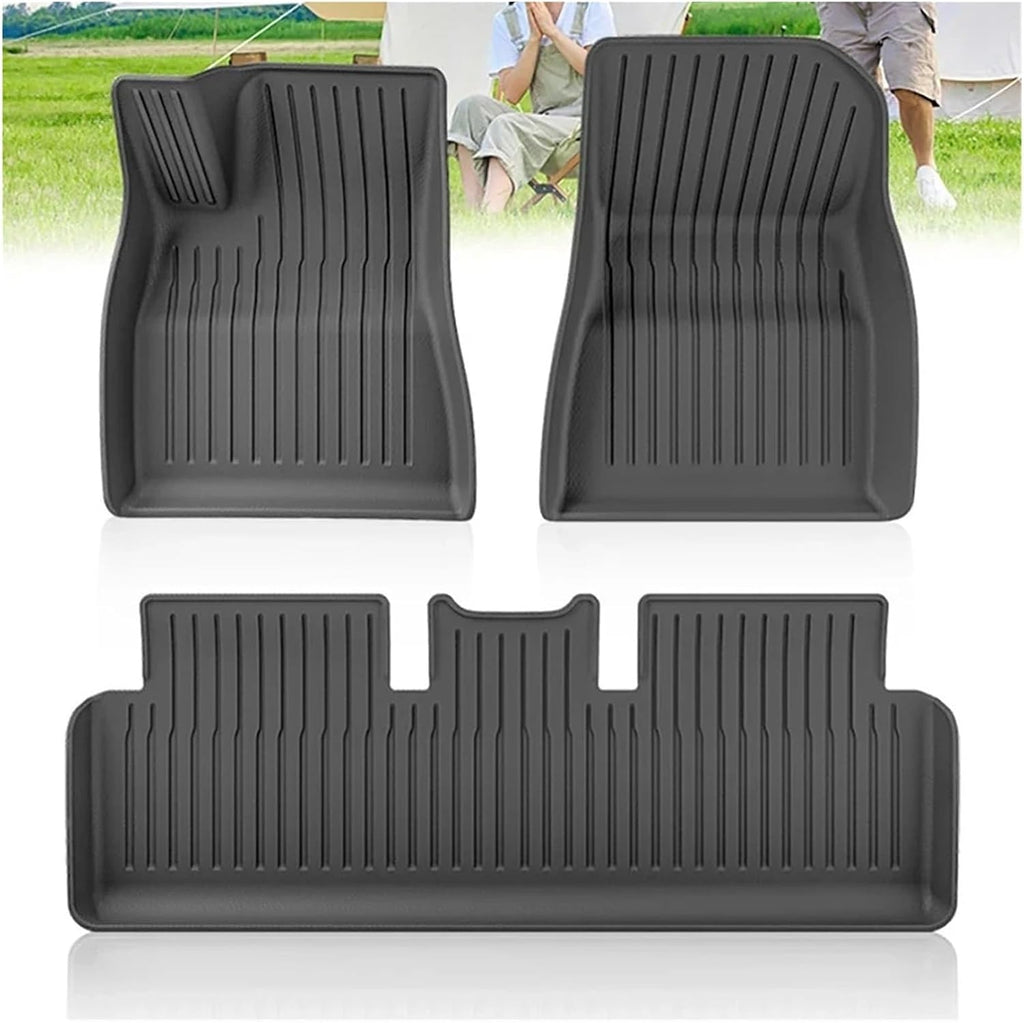 Floor Mats TPE All Weather Front Rear Cargo Liner Mat Waterproof Anti-Slip Mats Accessories C | Compatible with Tesla Model 3 Highland 2024 2025(2024 M3 6PCS LHD)