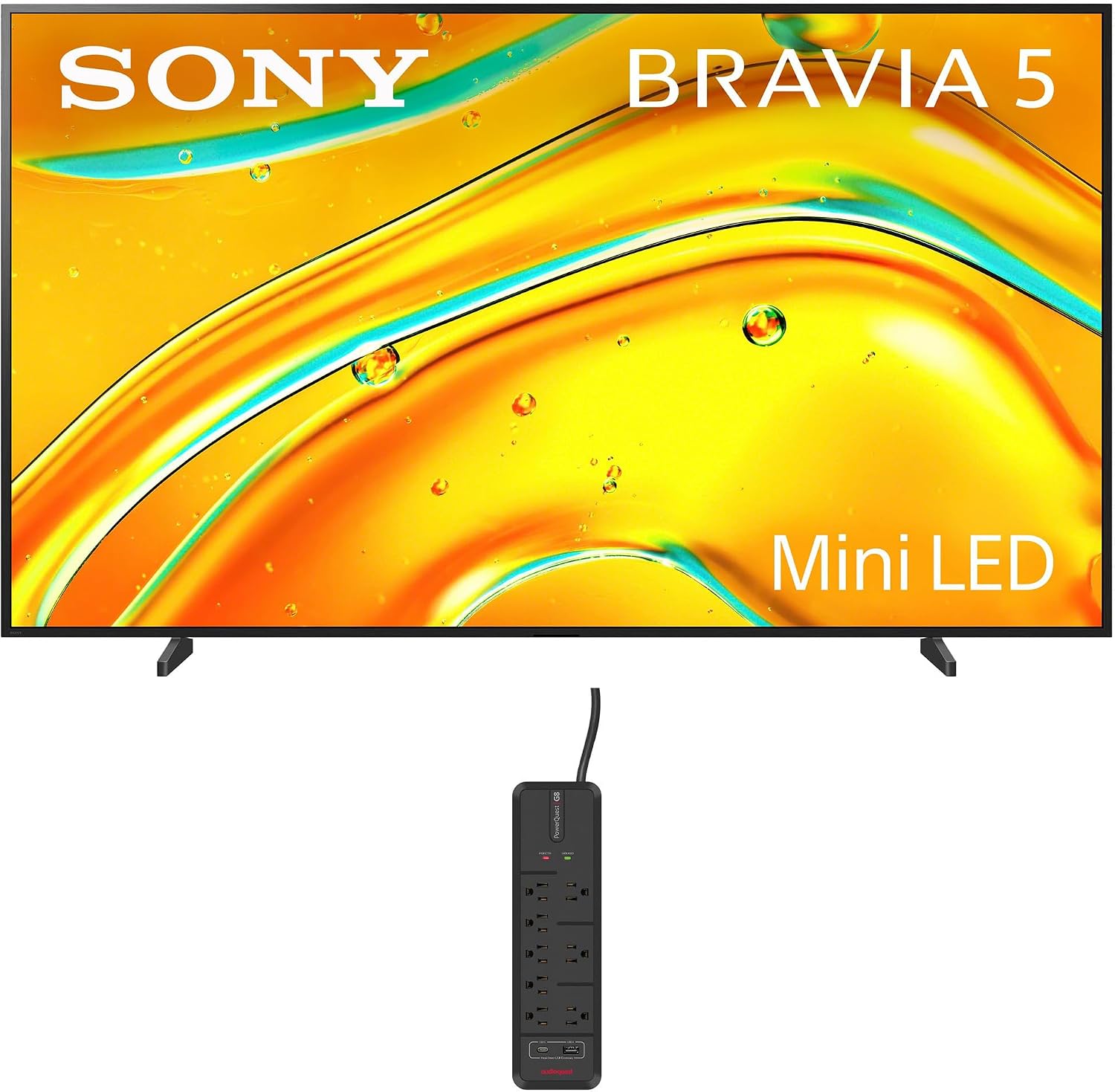 Sony K98XR50 98 Inch Bravia Mini LED 4K HDR TV with an AudioQuest G8 8-Outlet USB-A/USB-C AC Power Surge Protector (2025)