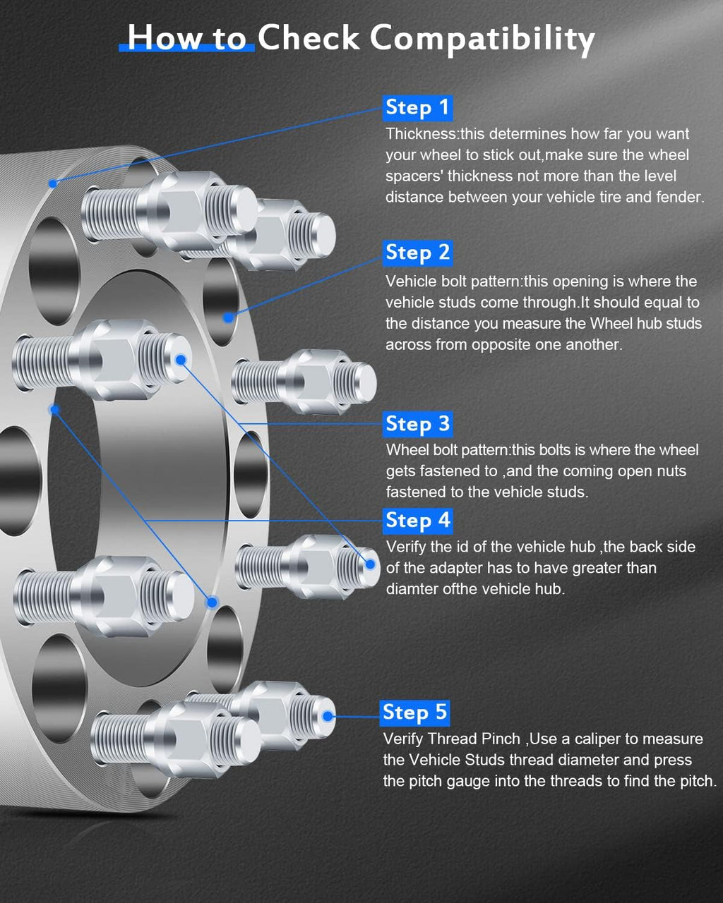 ECCPP 4PCS 8 Lug Wheel Spacers 2' 8x6.5 to 8x6.5 8x165.1mm 126.15mm HB with 14x1.5 Fit for Chevy Silverado 1500 HD Silverado 2500 Silverado 2500 HD 2001-2006| for GMC Sierra 2500 HD 2001-2010