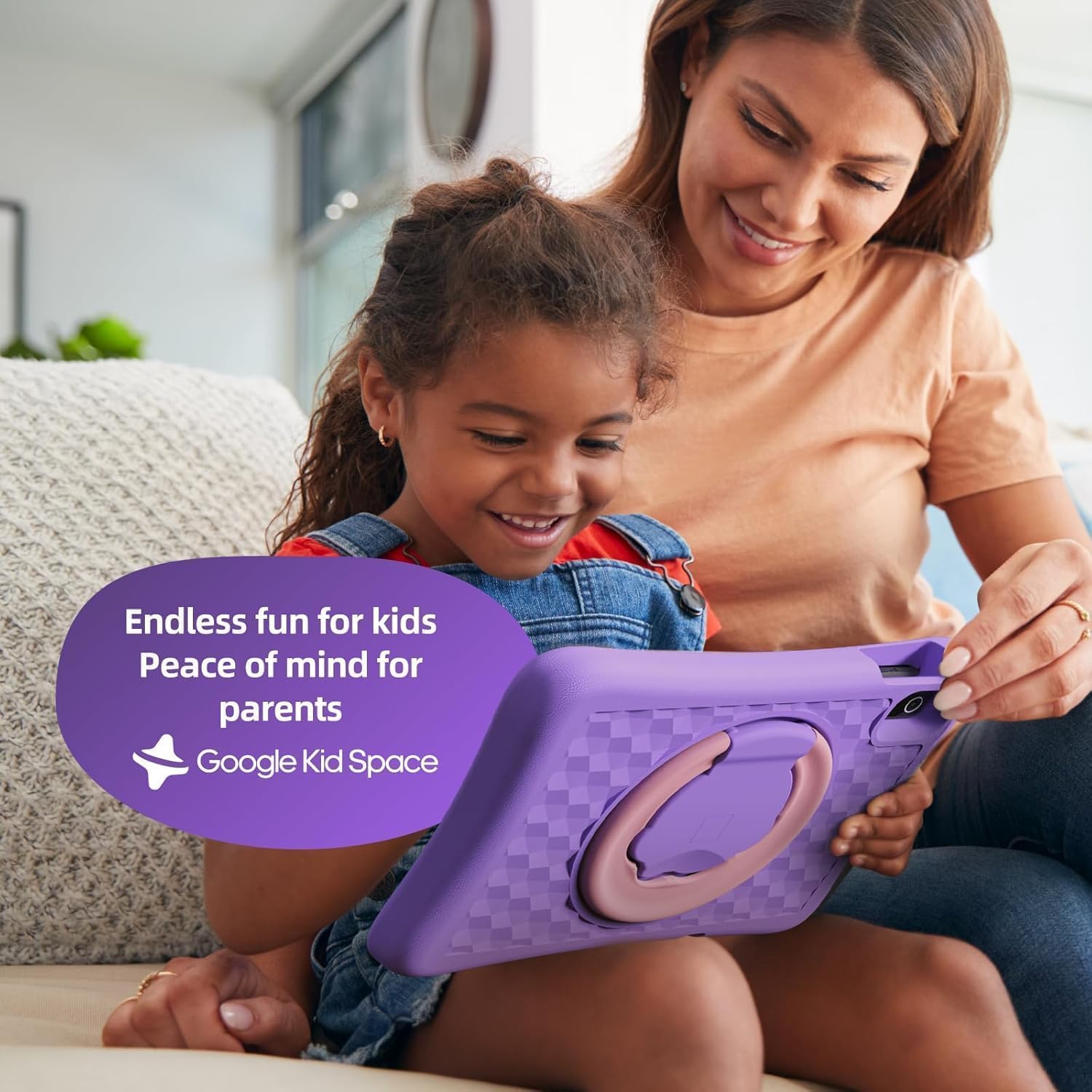 plimpton Kids Tablet 10 Inch - Upgraded Android 15 Tablet for Kids with Case Included, Octa-Core, Google Kids Space, Parental Control, 4GB+64GB, WiFi, BT5.3, YouTube, Great Gift for Toddler (Purple)
