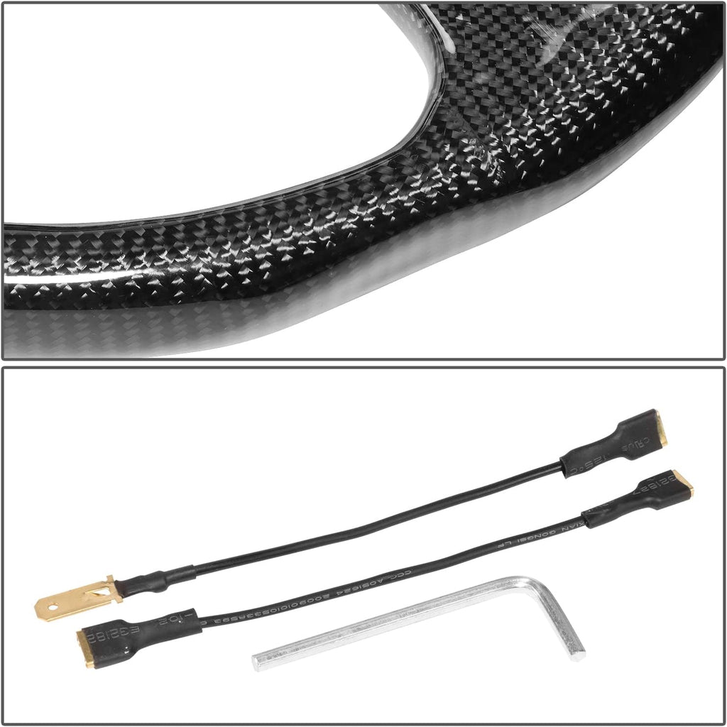NRG Innovations NRG-ST-012CF Light weight Carbon Fiber Steering Wheel, 3 Spoke, 350mm, 6 X 70 PCD, Flat Dish,Gloss Black