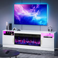TV Stand with Fireplace, 70 Inch Fire Places TV Stand for Living Room, 36' White Electric Fireplace TV Stands, LED Entertainment Center with Fireplace, Up to 80' TVs