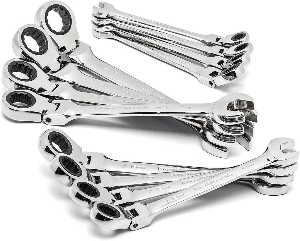 GEARWRENCH 12 Piece Flex Head Ratcheting Combination Wrench Set | 12 Point | Metric | 9901D