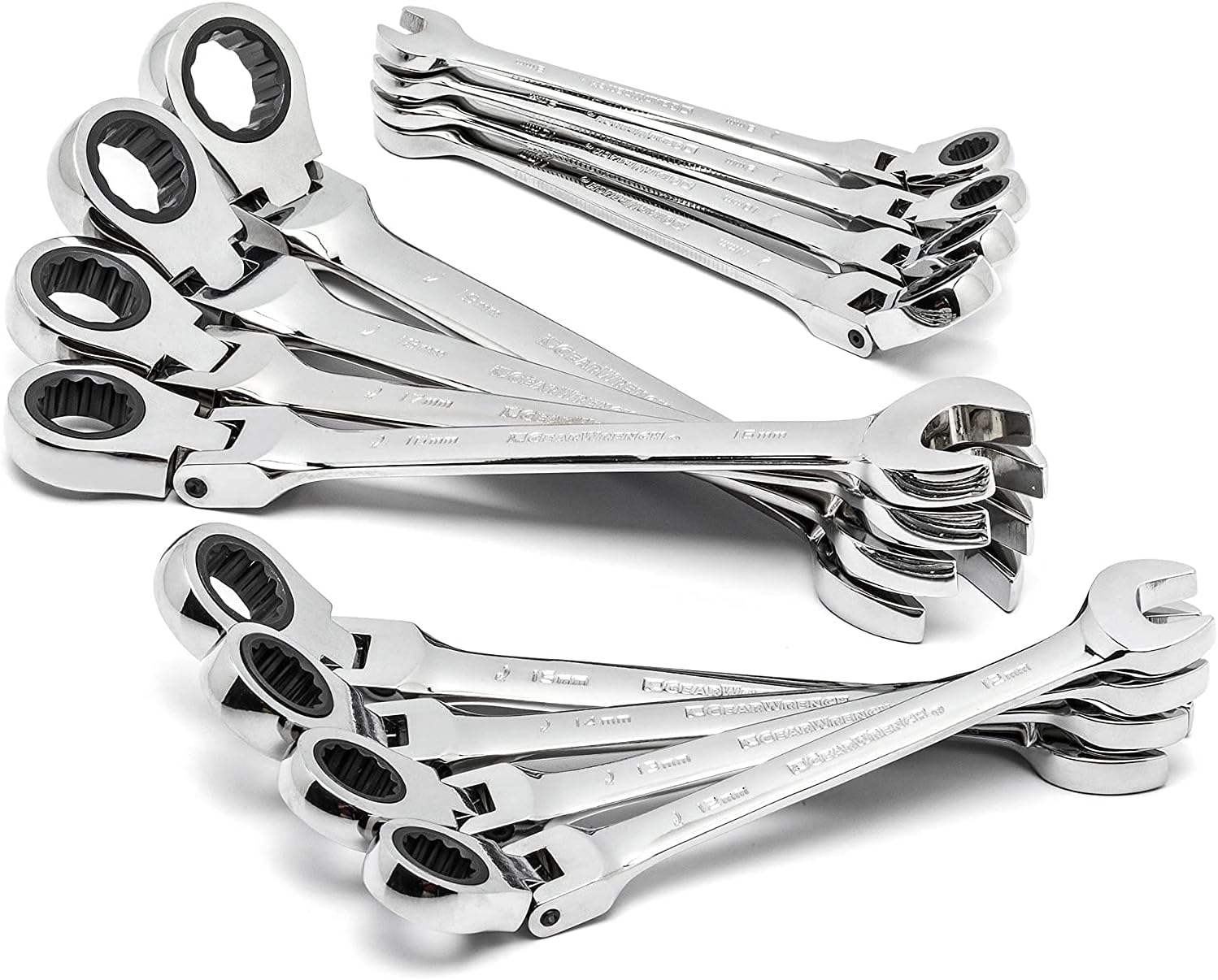 GEARWRENCH 12 Piece Flex Head Ratcheting Combination Wrench Set | 12 Point | Metric | 9901D