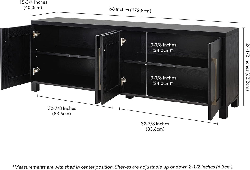 Henn&Hart Rectangular TV Stand for TV's up to 80' in Black Grain, TV Stands for the Living Room