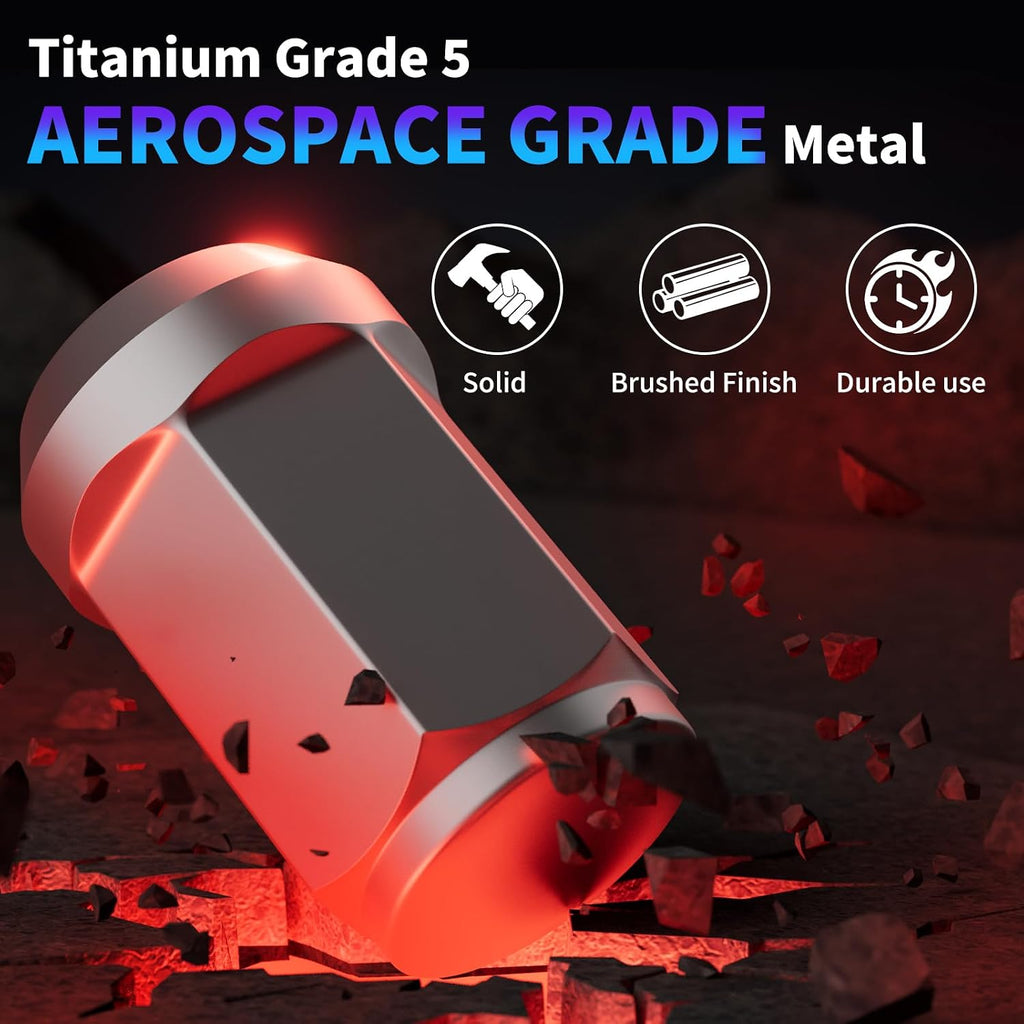 Titanium 1/2-20 Lug Nuts (1/2'x20) - 20pc Ultra-Light Closed End Acorn Wheel Nuts | High-Strength & Corrosion-Resistant Titanium Alloy | One-Piece Design for Cars/Trucks/SUV Aftermarket Wheels