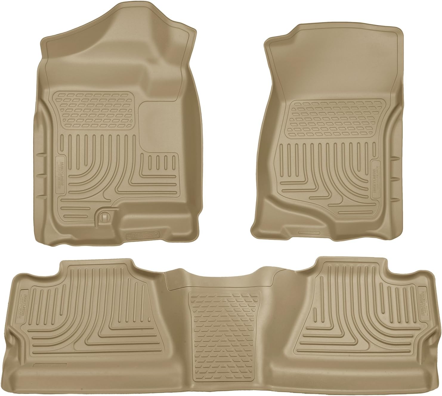 Husky Liners Weatherbeater Floor Mats | Fits 2007-2013 Chevrolet Silverado 1500, GMC Sierra 1500; 2007-2014 Silverado/Sierra 2500/3500 Crew CAB, Footwell Coverage | Front & 2nd Row, 3-pc Tan - 98203