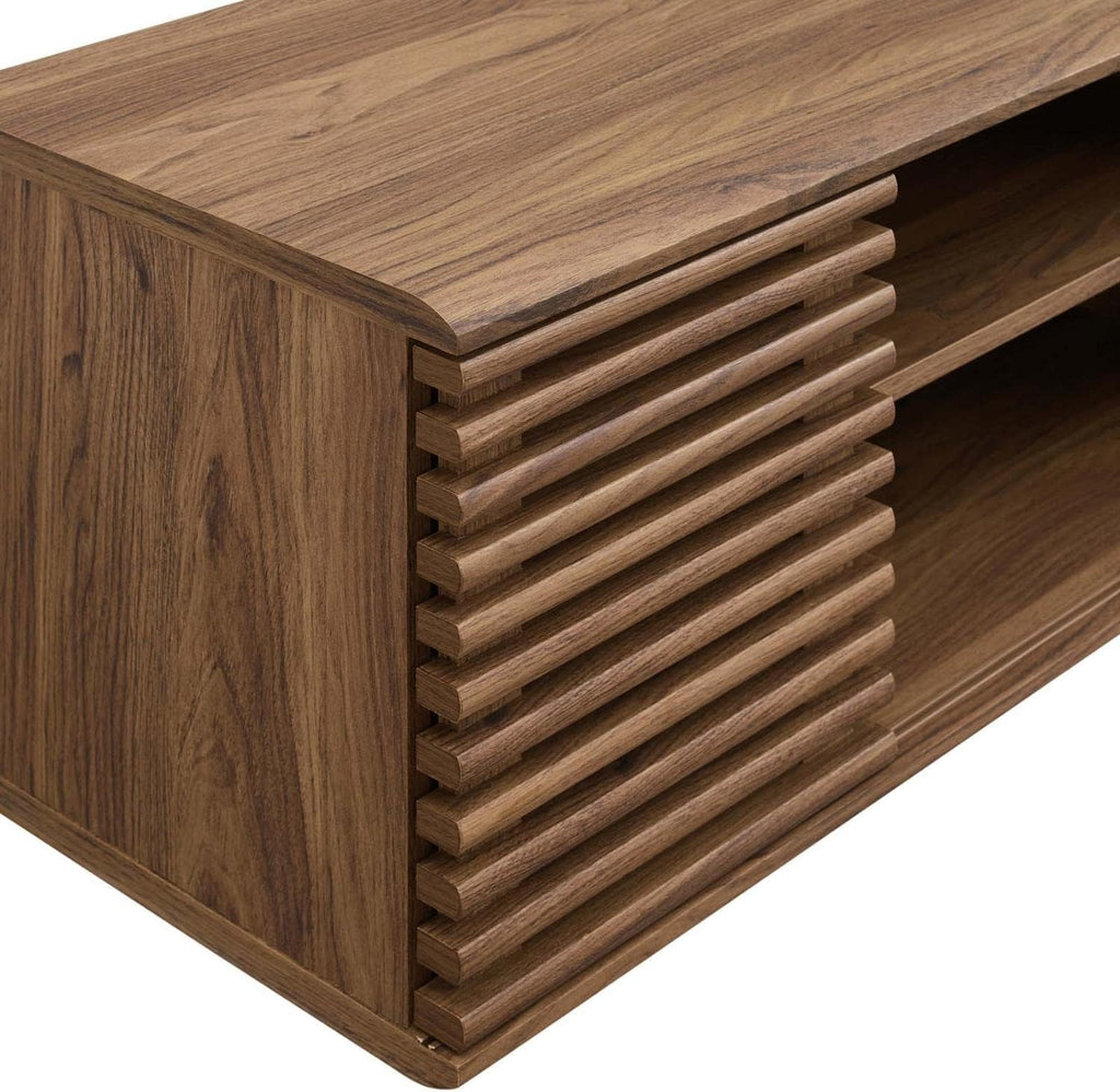 Modway Render 46' Mid-Century Modern Wall Mount Media Console TV Stand, 46 Inch, Walnut