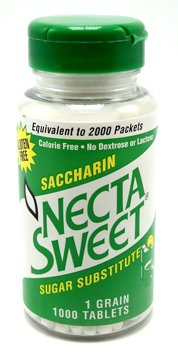 Necta Sweet Saccharin Tablets, 1 Grain, 1000 Tablet Bottle (Pack of 12)