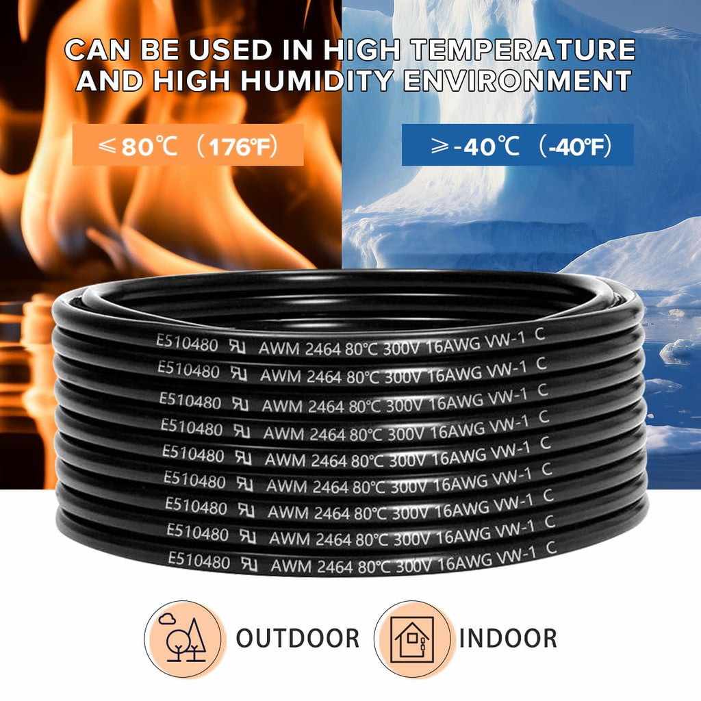 16 Gauge 7 Conductor Electrical Wire 100FT, UL 2464 16 AWG 7 Wire Cable Tinned Copper Stranded 16/7 for Automotive, Trailer, Lighting, Solar Panel, Extension Cable, Speaker etc.