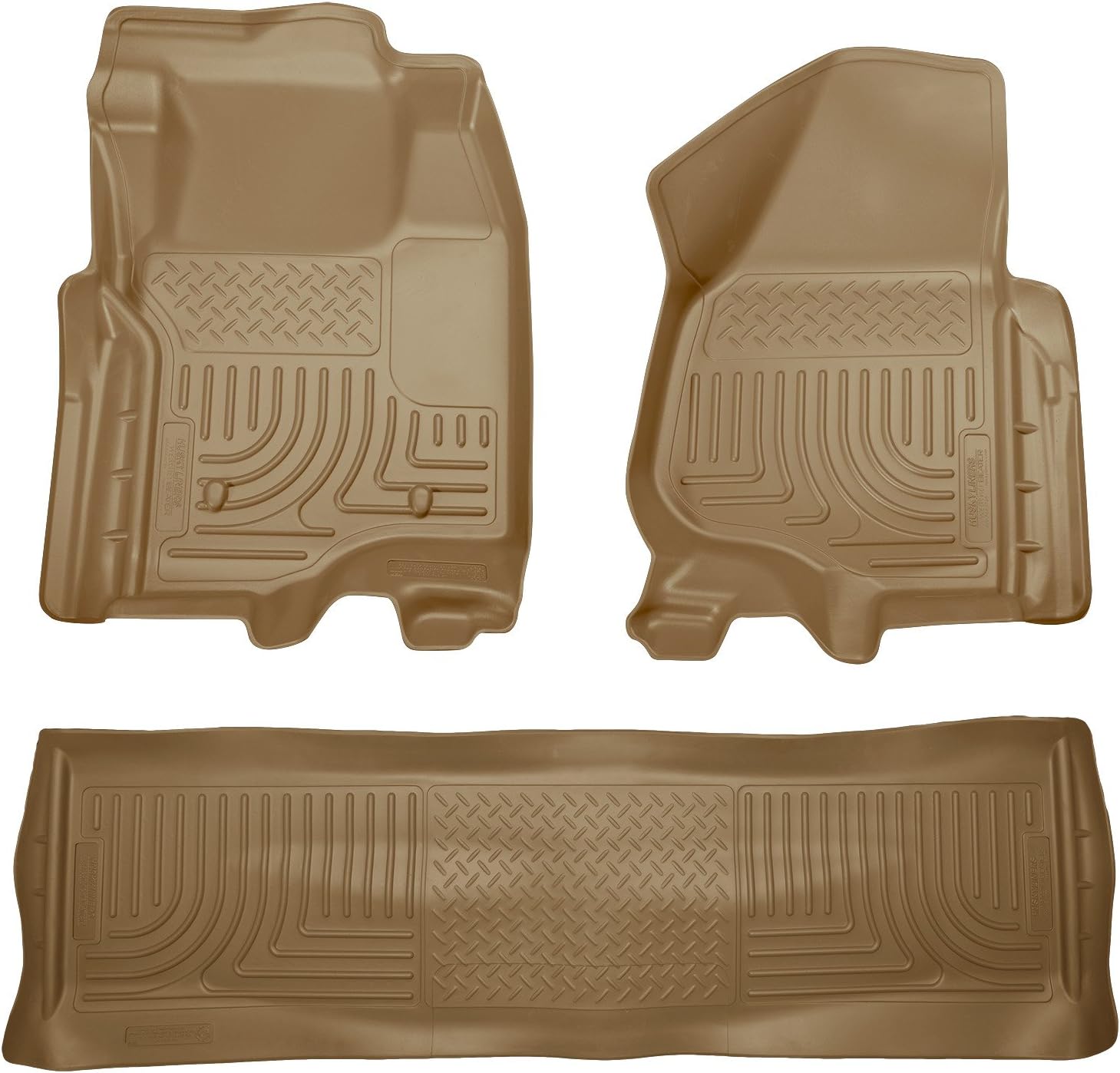 Husky Liners Weatherbeater Floor Mats | Fits 2011-2012 Ford F-250, F-350 Crew CAB ONLY (Footwell Coverage) | Front & 2nd Row, 3-pc Tan - 98713