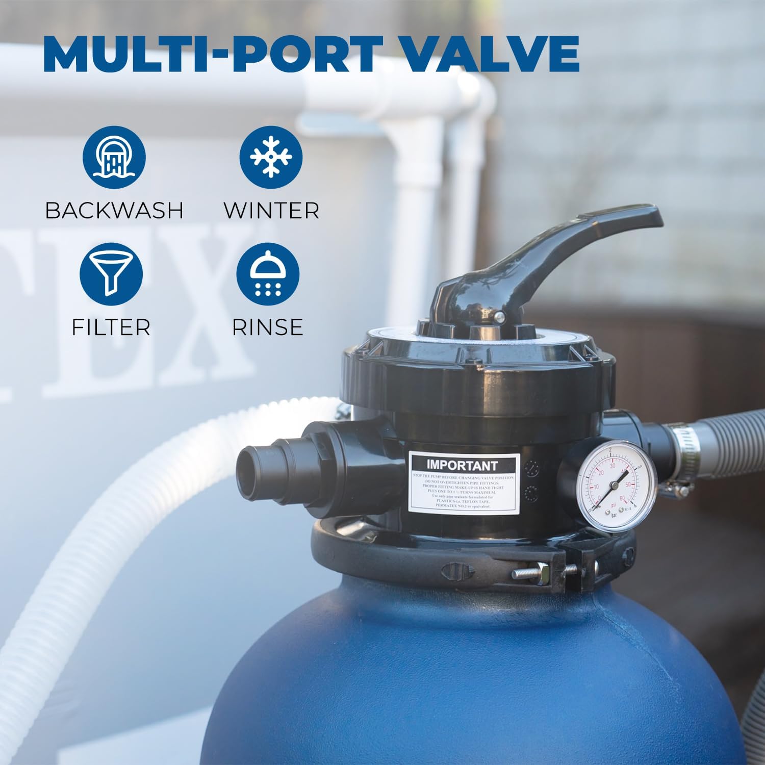 XtremepowerUS 13' Sand Filter 0.75 HP Pool Pump 4 Way Valve for Above Ground Pool Set with Stand Up To 10,000 Gallons, 2400GPH 1-1/4'NPT