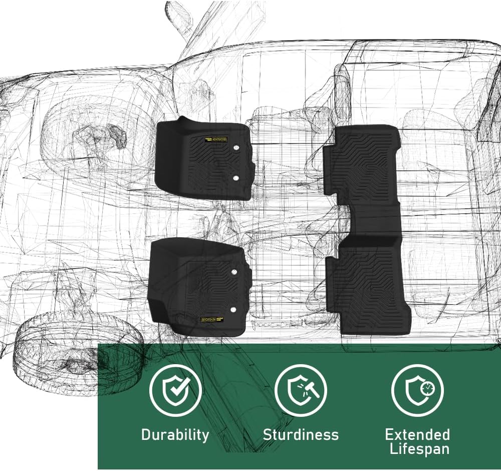 GRAND ORANGE TPE Floor Mats Fit Toyota Sienna 2021-2025(Only for 7 Seat LE/XLE/XSE/Limited & Not Fit 2025 Platinum), 1st & 2nd Row All Weather Protection Floor Liners,alfombras para carro 4PCS