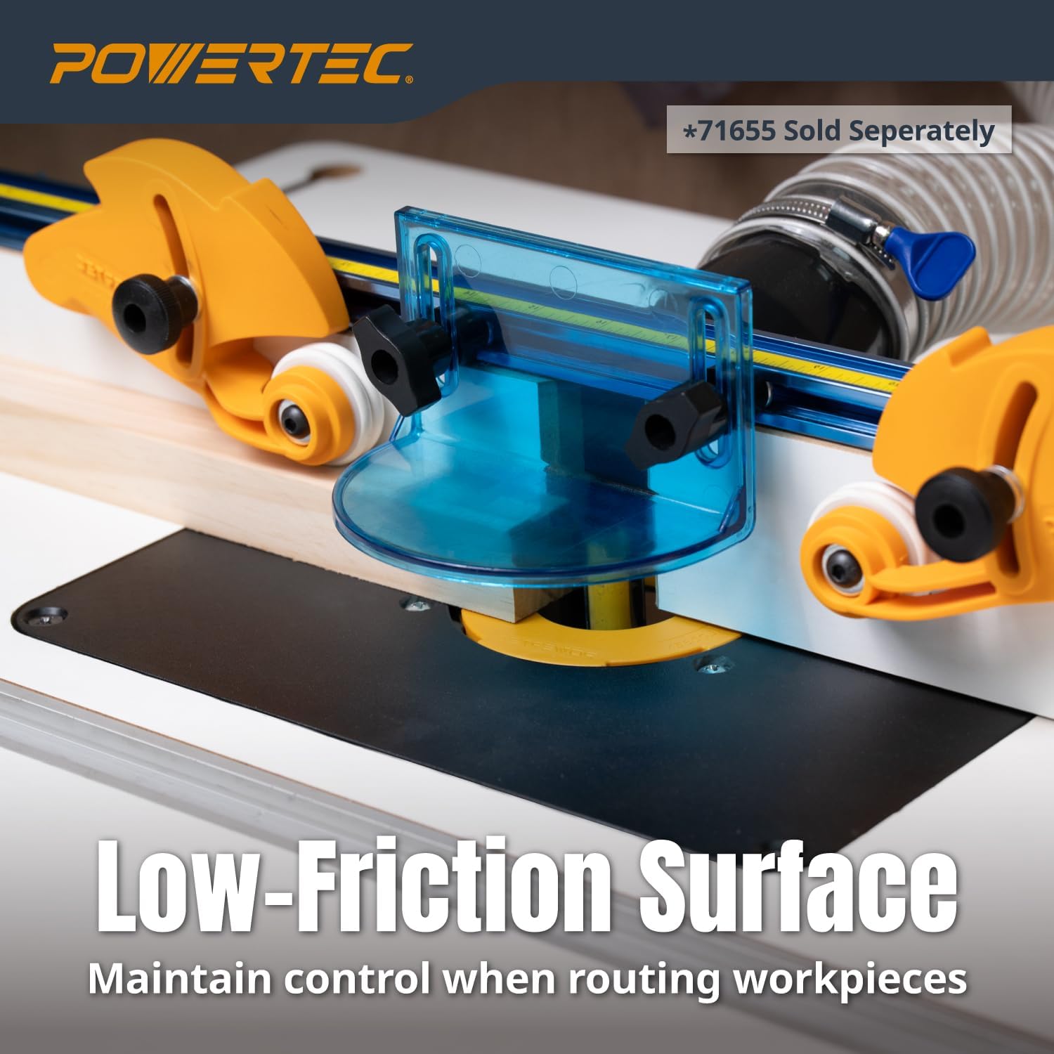 POWERTEC 24' x 32' Benchtop Router Table with Insert Plate – Laminated MDF Surface, Reducer Rings, Leveling Hardware & Starting Pin; Compatible with Bosch, DeWalt, Makita & More (71685)