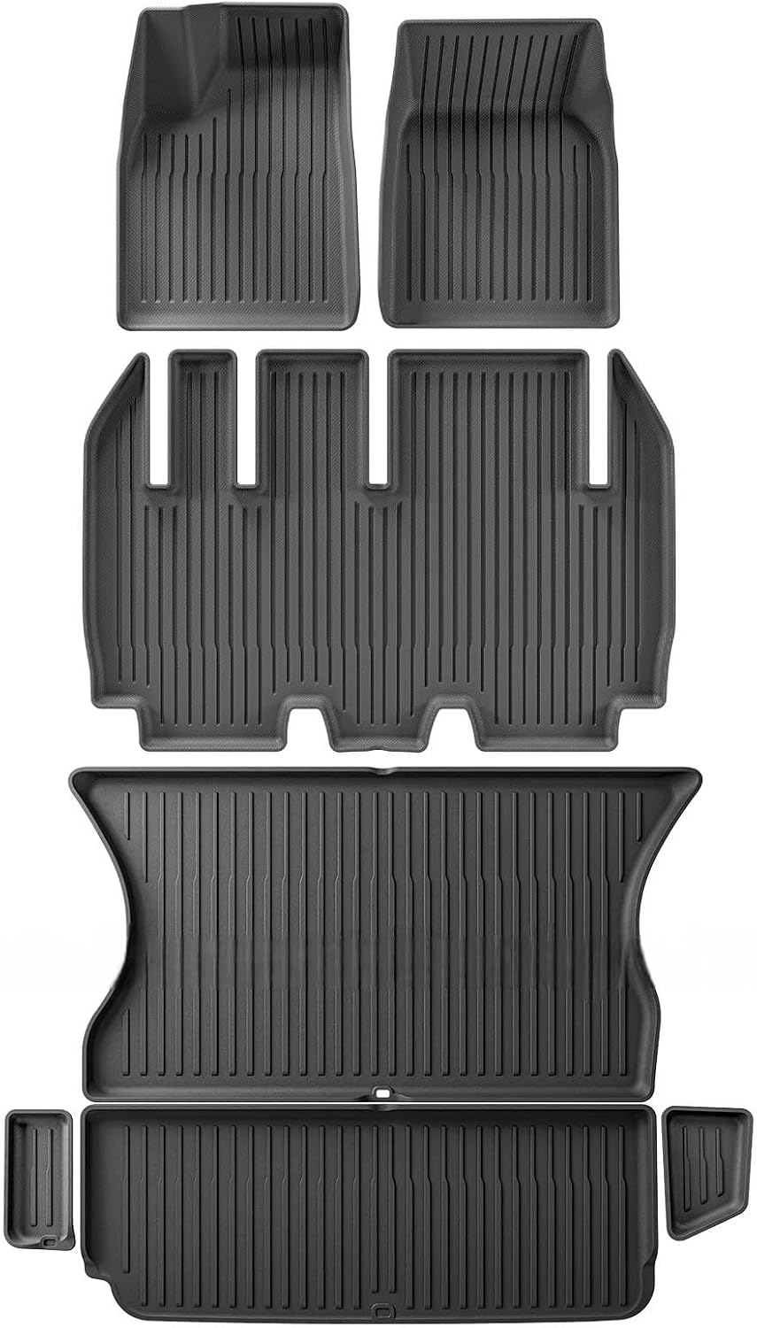 for Tesla Model X 2024 5/6/7 Seat TPE 3D Car Floor Mats Cargo Liner Trunk Pad Waterproof Protective Left Rudder(5seats 7PCS)