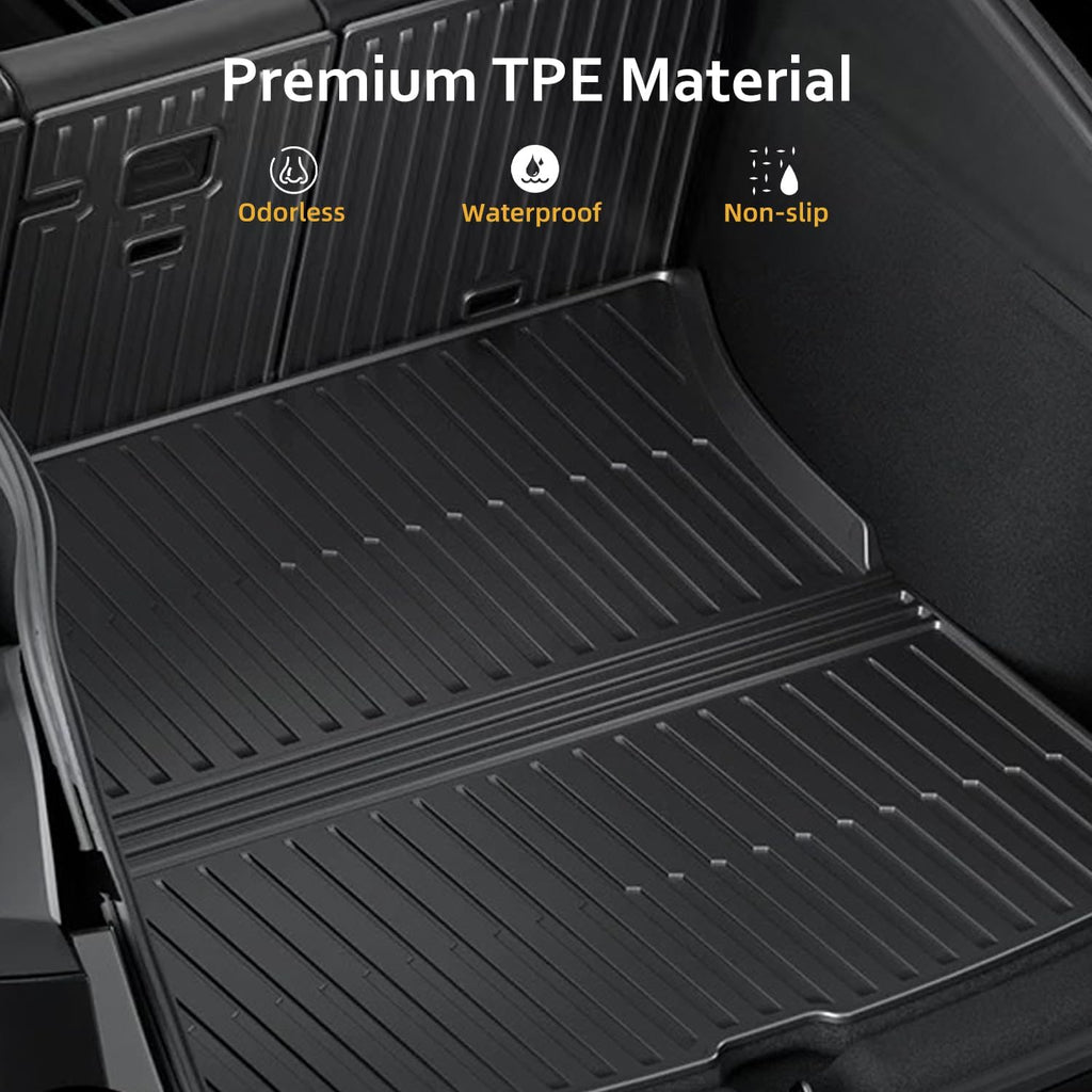 Floor Mats Trunk Mat for Tesla Model Y Juniper 2025 2026(5-Seat), All Weather TPE Floor Liners Backrest Cargo Mat with Trunk Door Sill Protector for Model Y Juniper Accessories 10PcS