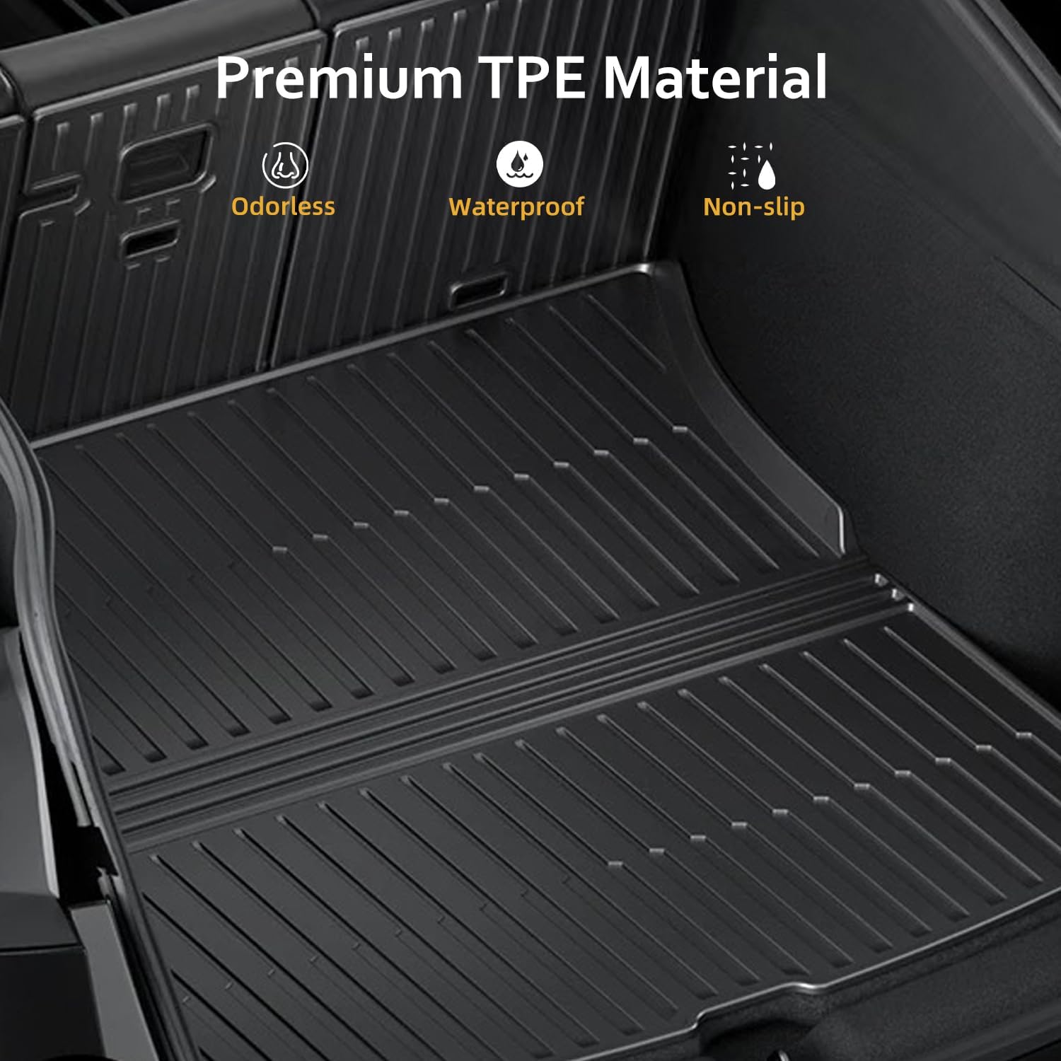 Floor Mats Trunk Mat for Tesla Model Y Juniper 2025 2026(5-Seat), All Weather TPE Floor Liners Backrest Cargo Mat with Trunk Door Sill Protector for Model Y Juniper Accessories 10PcS