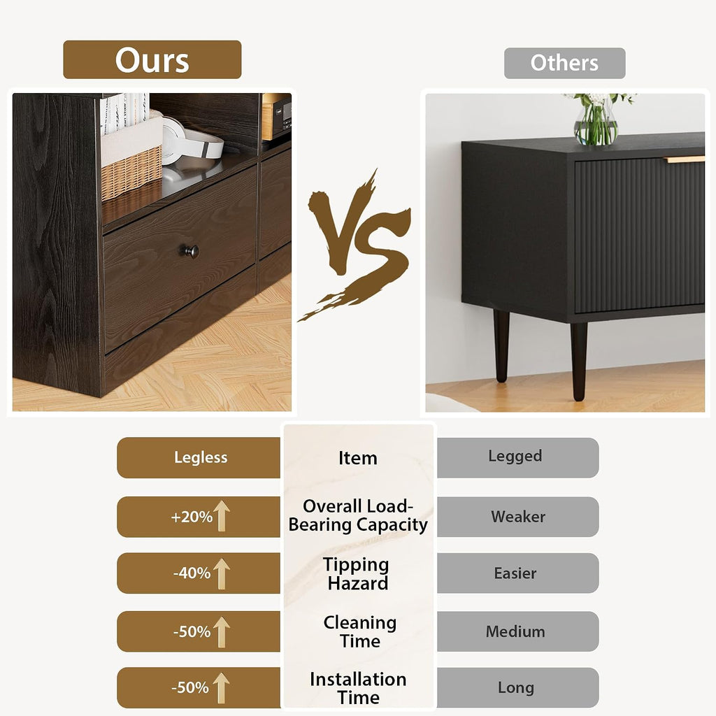 GarveeHome TV Stand for TVs Up to 80 in, Modern Entertainment Center with Large Open Shelf&Drawer&Cable Hole, Waterproof, Anti-Stain & Scratch-Resistant TV Media Console Cabinet for Living Room Office