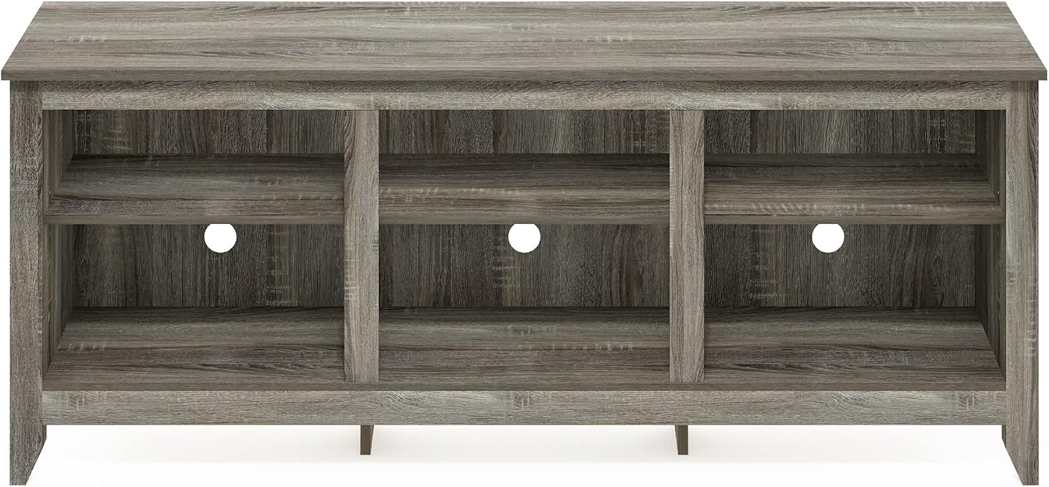 Furinno Jensen TV Stand with Shelf, 65-Inch, French Oak Grey