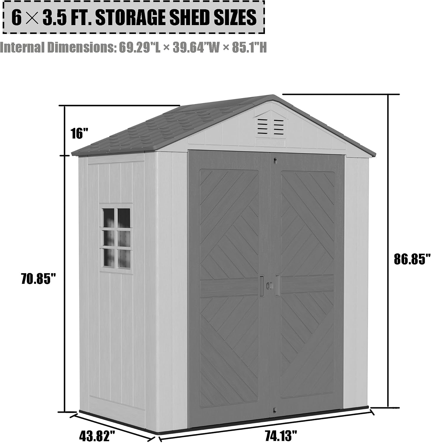 Mrosaa 6x4 FT Storage Shed with Floor,HDPE Resin Outdoor Storage Shed Weather Resistant,Lockable Garden Sheds with Windows for Home/Garden Tools/Backyard/Lawn Mower/Bike Storage(Gray)