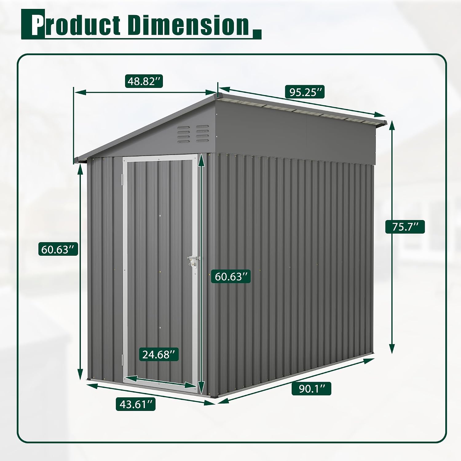 KELRIA 4 x 8 FT Metal Outdoor Storage Shed w/Foundation, Lean to Storage Sheds with Lockable Door and Air Vents, All Weather Waterproof Garden Tool House for Backyard, Patio, Lawn, Gray