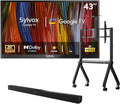 SYLVOX Outdoor TV with Rolling Stand & Soundbar, 43 inch 4K Smart TVs, Weatherproof & IP56 Waterproof, Support Google Assistant, 1000 nit Brightness Partial Sun (Deck Pro 3.0/2026)