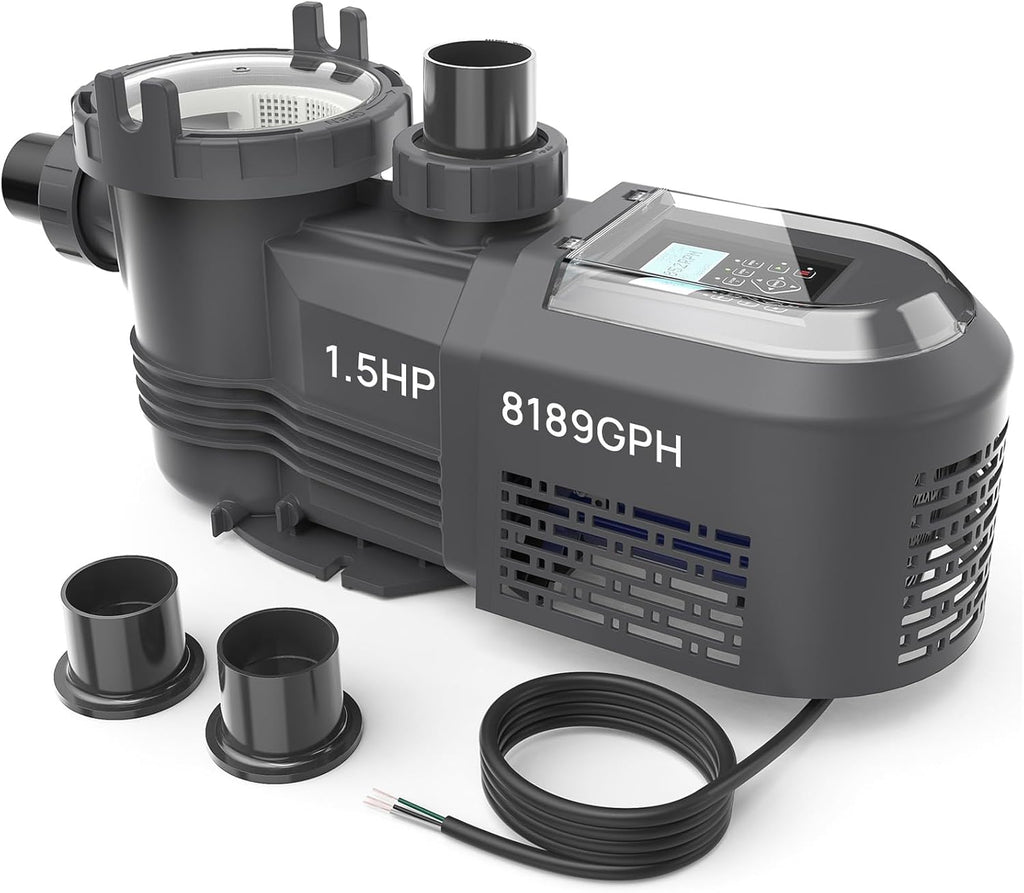 Aquastrong Variable Speed Pool Pump In/Above Pool Pump Energy Efficient High Flow Powerful Self Primming Swimming Pool Pumps with Filter Basket,Dark Black
