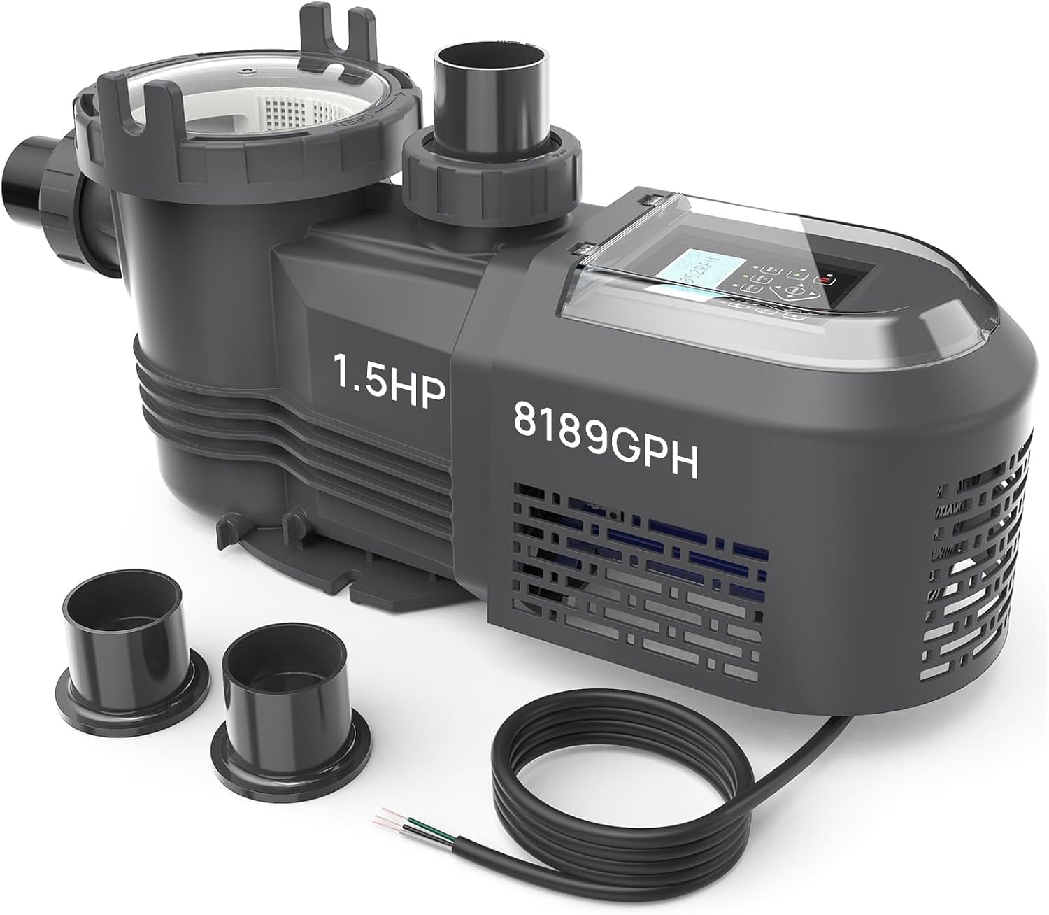 Aquastrong Variable Speed Pool Pump In/Above Pool Pump Energy Efficient High Flow Powerful Self Primming Swimming Pool Pumps with Filter Basket,Dark Black
