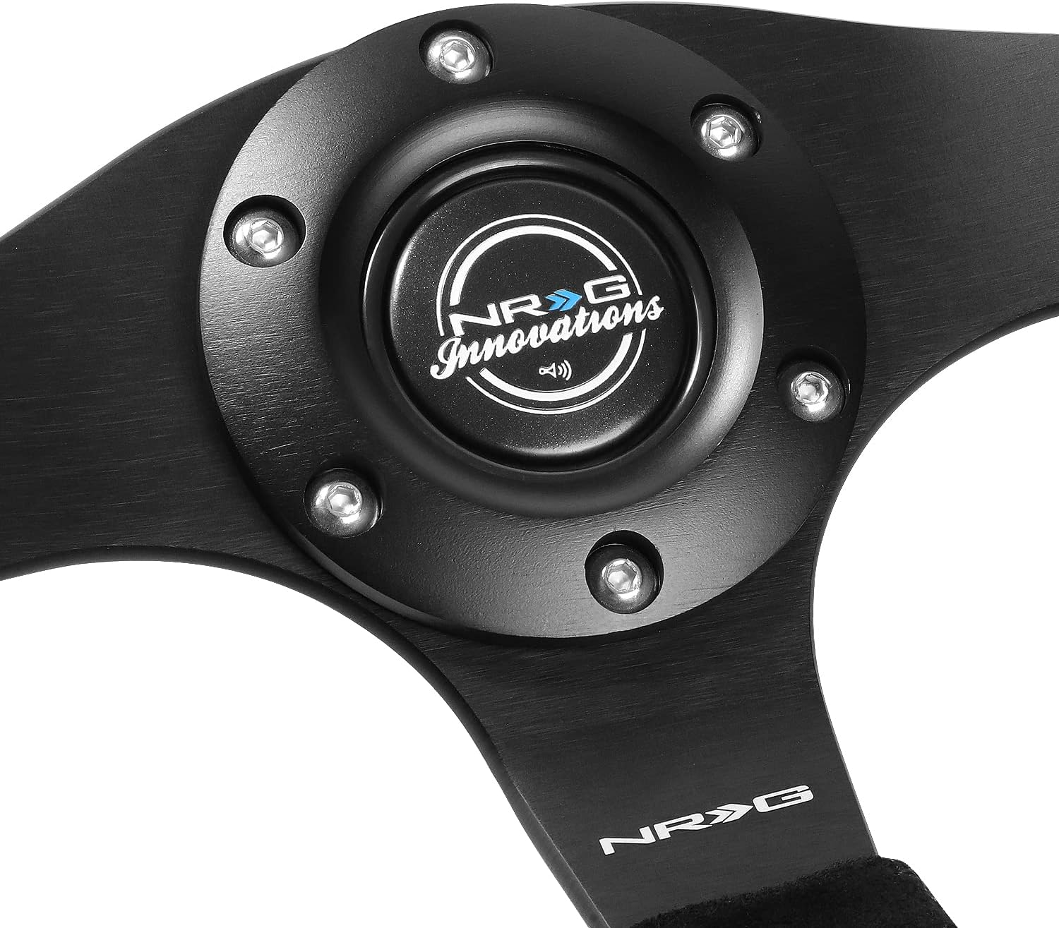 NRG Innovations NRG-RST-024MB-S-Y Reinforced Steering Wheel - 320mm Sport Suede Flat Bottom with Yellow Center Mark