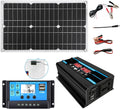 4000W 12V to 110V/220V Inverter Controller Solar Panel Kit 30A Controller + 18w12v Solar Panel Solar System Combo Solar Generator Home Grid System(Black,12V-110V)