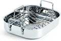 Cooks Standard Classic 16 x 13 Inch Stainless Steel Roaster Pan with V-Shaped Rack, Turkey Roasting Pan with Rack, Large Capacity, Oven and Dishwasher Safe