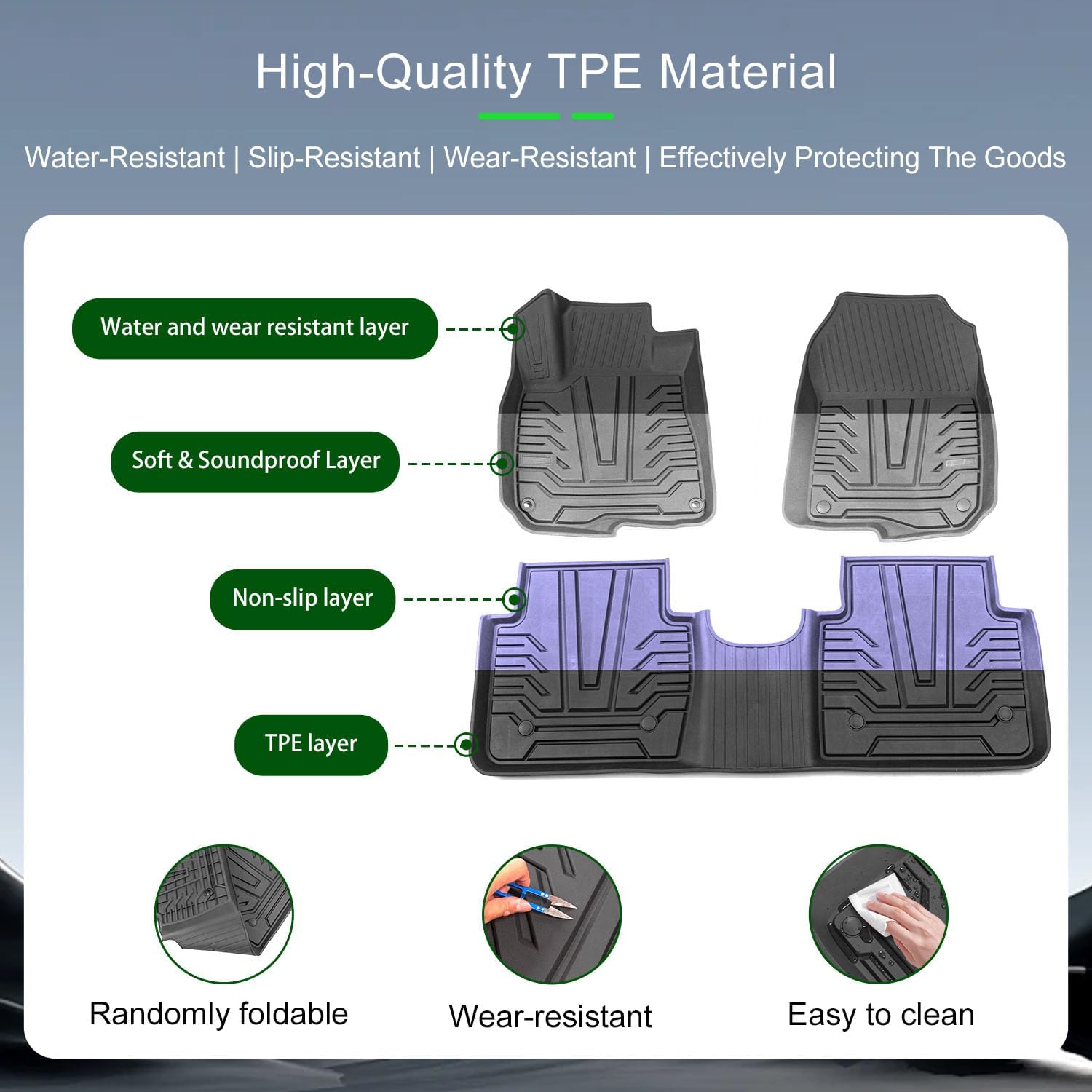 xipoqix Floor Mats Compatible with 2017-2022 Honda CRV Trunk Mat Backrest Mats TPE Replacement for 2017-2020 2021 2022 Honda CR-V Accessories (Trunk Mat+Backrest Mat+Floor Mat)