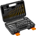 62Pcs Screw Extractor Set with Left Hand Drill Bits & Heavy Duty Nut Removers, Professional Bolt Extractor Kit for Removing Broken, Stripped, Rusted Screws and Bolts, Includes Portable Case