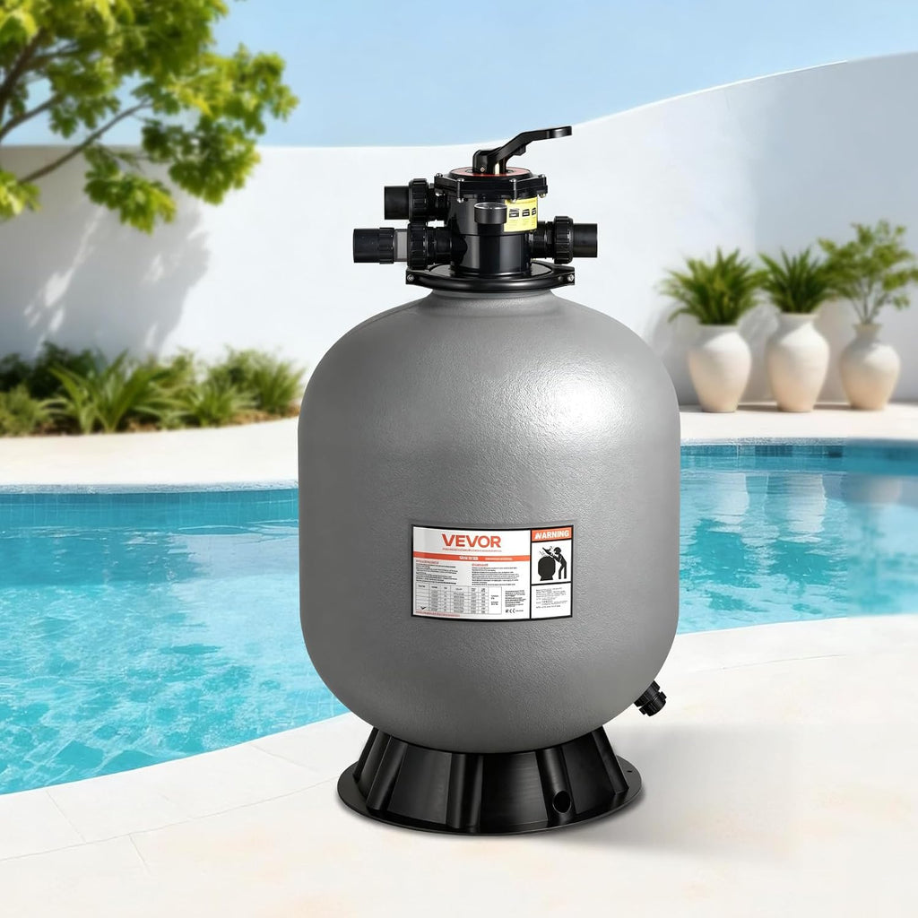 VEVOR Sand Filter, 24-Inch, 65 GPM Above Inground Swimming Pool Sand Filter System, with 7-Way Multi-Port Valve, Backwash, Rinse, Recirculate, Waste, Winter, Closed Modes, for Above In Ground Pools