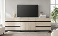 WAMPAT Modern TV Stand for TVs up to 100 Inch, 3-in-1 TV Console with Adjustable Shelves and 6 Drawers, Media Console for Living Room and Bedroom, Light Oak