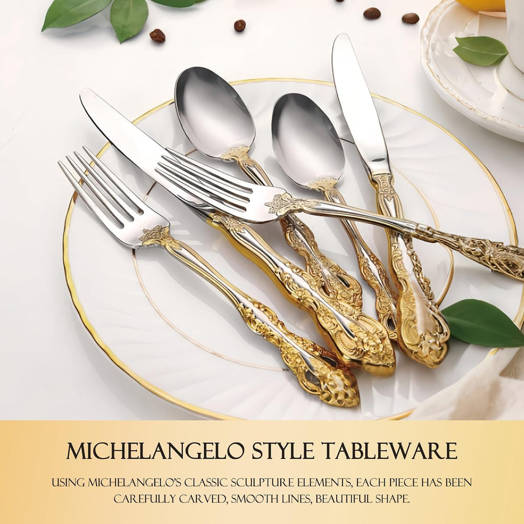 10-piece exquisite cutlery set,service for 2 people,18/10 stainless steel flatware sets, utensils tableware set for eating,dishwashe safe