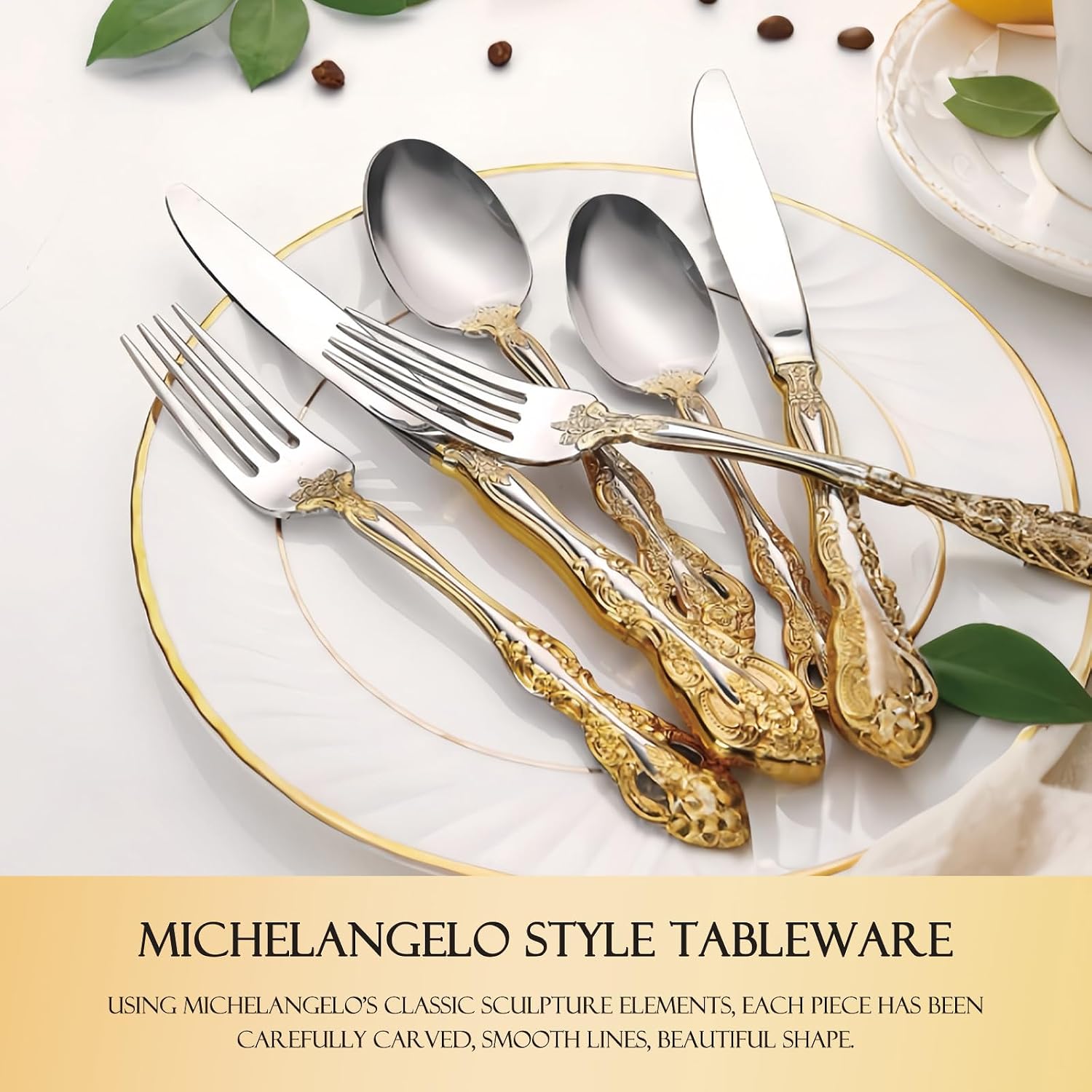 10-piece exquisite cutlery set,service for 2 people,18/10 stainless steel flatware sets, utensils tableware set for eating,dishwashe safe