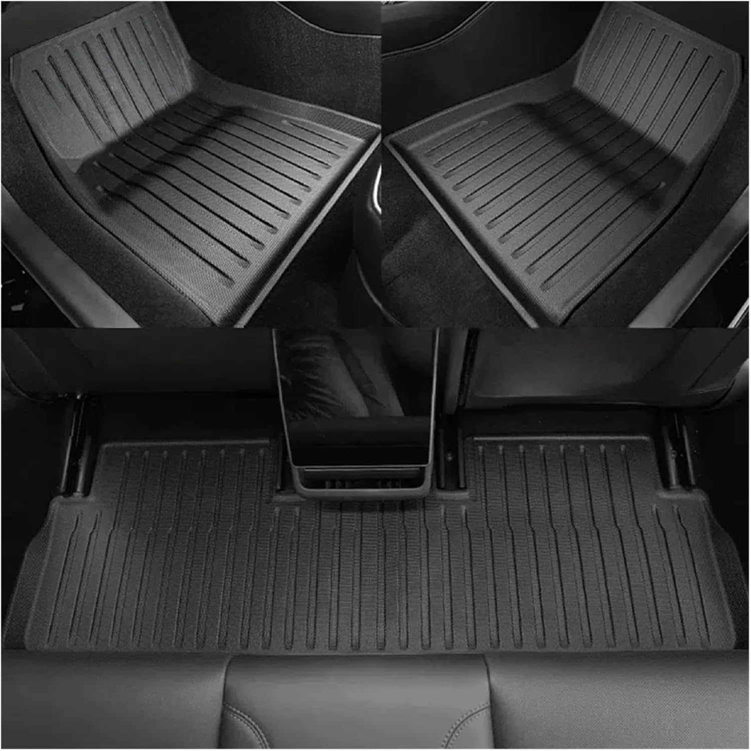 Compatible For Tesla Model 3 Highland 2024 2025 Floor Mats TPE Waterproof Anti-Slip Trunk Mat Rubber Driver Passenger Rear Cargo Liner(4pcs front RHD)