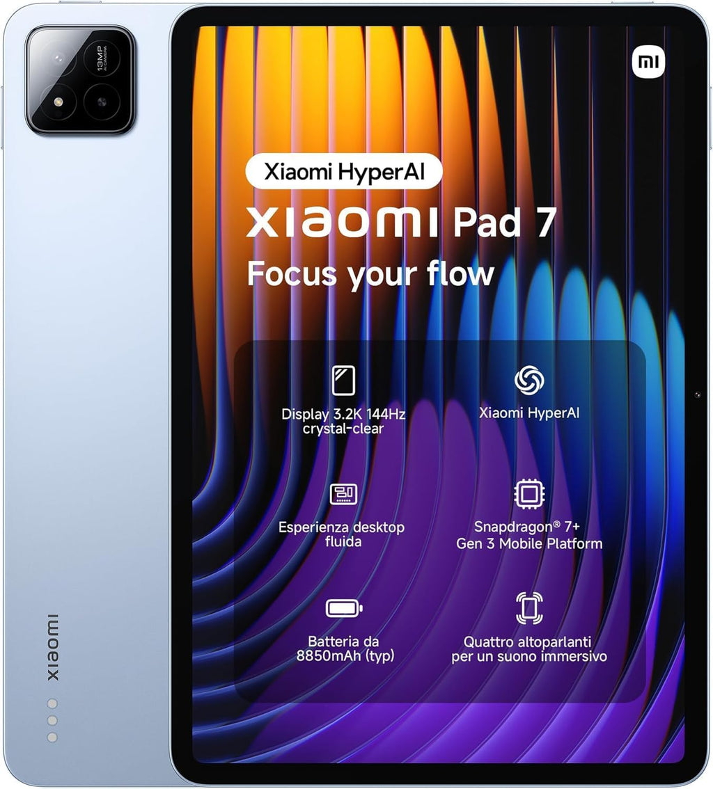 XIAOMI Pad 7 Ai WiFi Version Global (No Calls or Text) 11.2 inches 3.2K 144Hz 8850mAh Bluetooth 5.4 Four Speakers 13 Mp Model 2410CRP4CG (Blue, 128GB + 8GB)