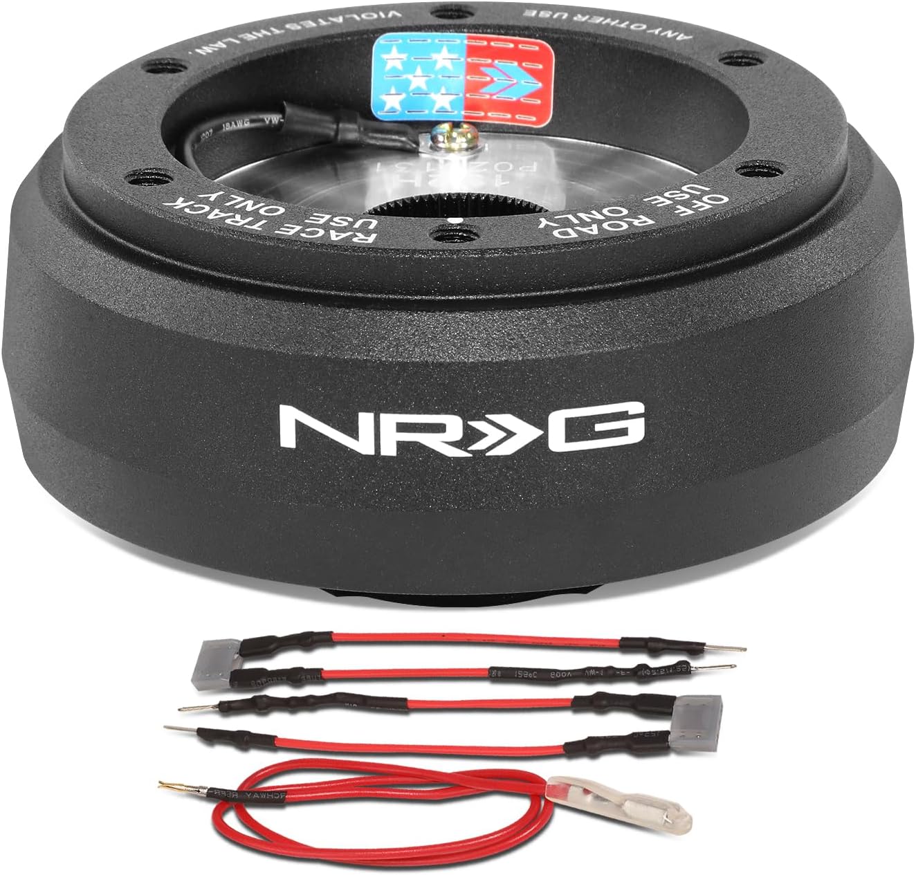 NRG Innovations Racing Style Steering Wheel Short Hub, Lockable Aluminum Steering Shaft, 6x70mm Bolt Pattern Quick Release Adapter Unit with Resistors, Compatible For Saab, Black, NRG-SRK-192H