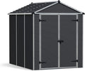Palram - Canopia Rubicon Storage Shed, 6'x8' DIY Backyard Shed, Gray Polycarbonate Panels and Aluminum Frame, Sheds & Outdoor Storage for Lawn Mower, Bike, Garden Tools, Outdoor Storage Box Shed