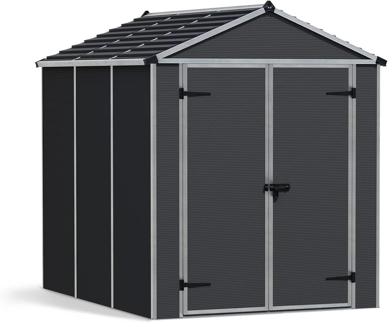 Palram - Canopia Rubicon Storage Shed, 6'x8' DIY Backyard Shed, Gray Polycarbonate Panels and Aluminum Frame, Sheds & Outdoor Storage for Lawn Mower, Bike, Garden Tools, Outdoor Storage Box Shed