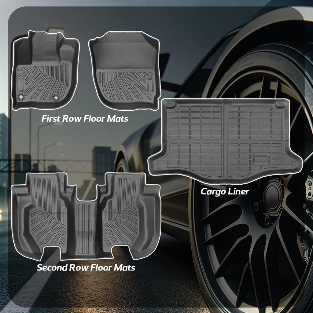 Floor Mats Compatible with Honda Fit 2015-2020 (Not for Manual Transmission),All Weather Protection Duarble TPE Cargo Liner with Backrest Mats Accessories Compatible with Honda Fit 2015-2020