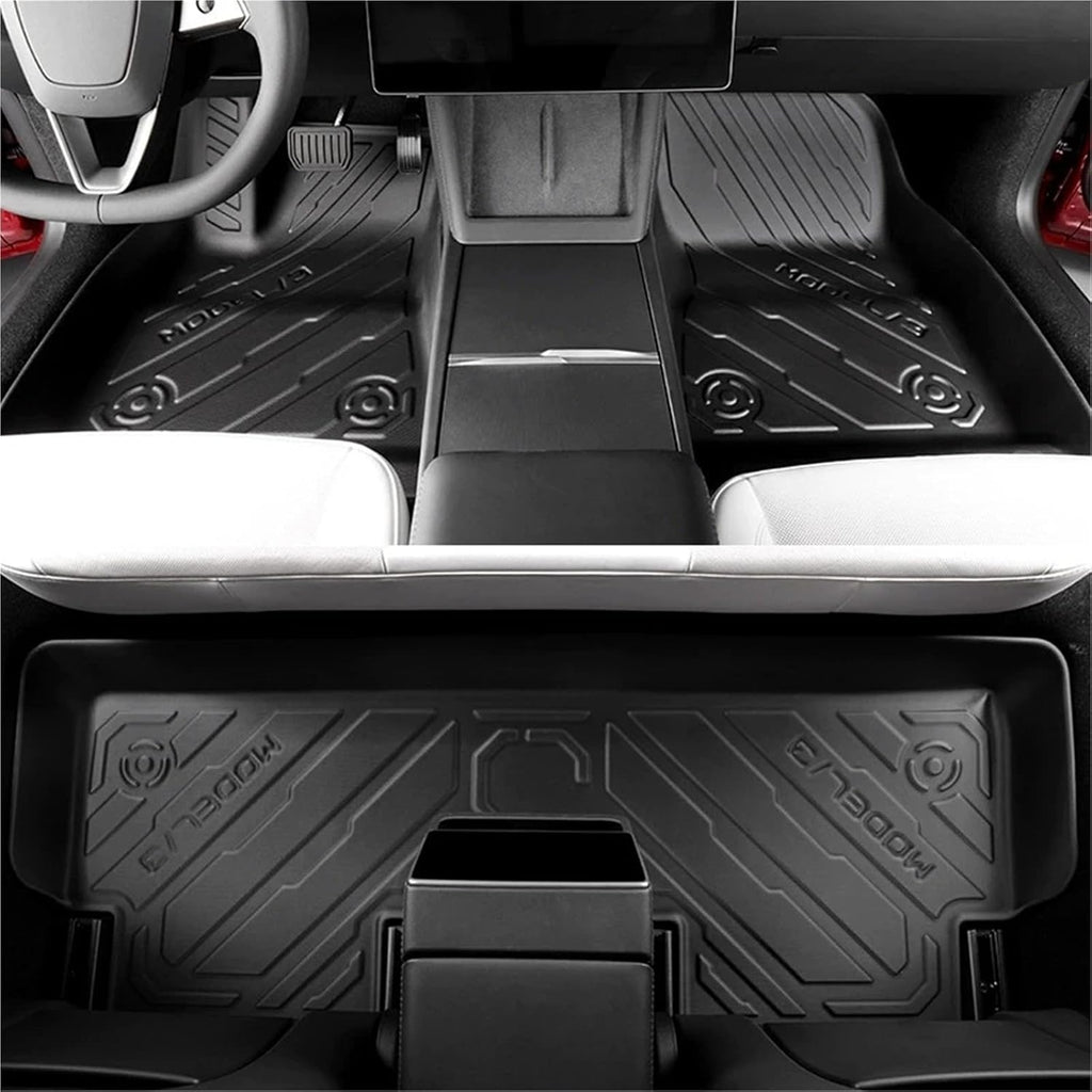 for Tesla Model 3 Highland 2024 2025+ TPE Floor Mats & Cargo Liner, 3D Cyber Style Waterproof Anti-Slip Trunk Mat Backrest(1PC Trunk Mat)