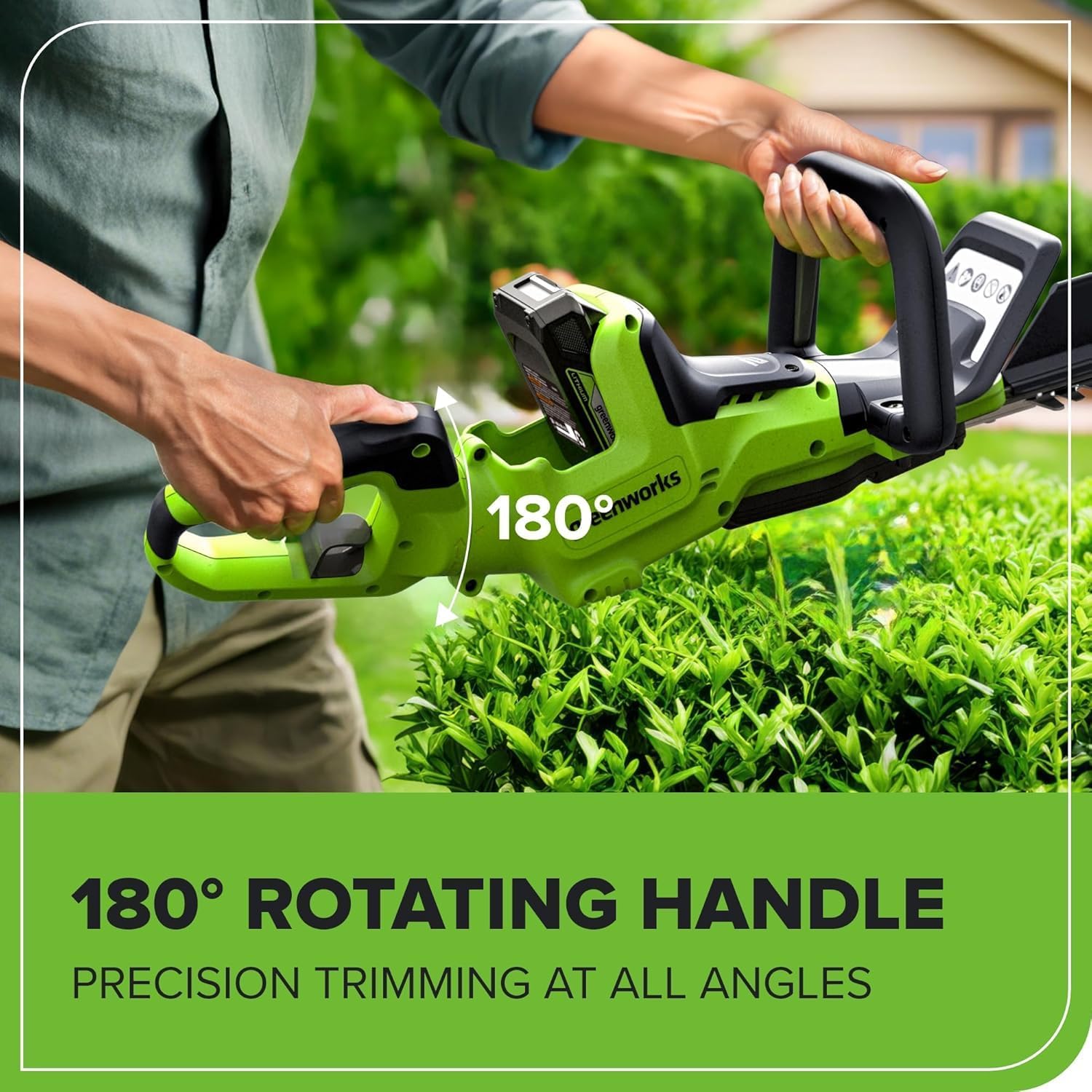 Greenworks 48V (24V x 2) Cordless Brushless Axial Leaf Blower，24V Cordless Battery Hedge Trimmer Combo Kit