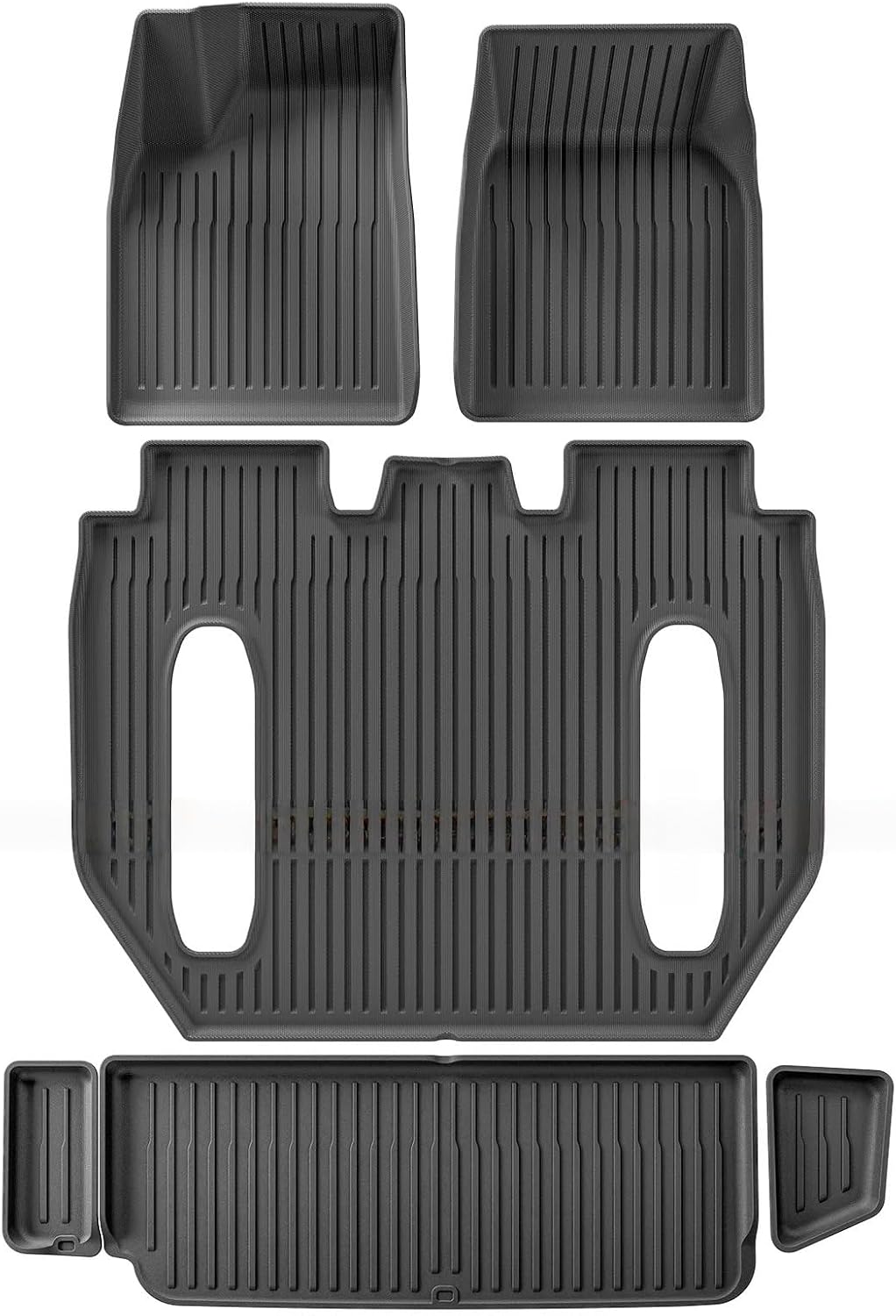 for Tesla Model X 2024 5/6/7 Seat TPE 3D Car Floor Mats Cargo Liner Trunk Pad Waterproof Protective Left Rudder(6seats 6PCS)