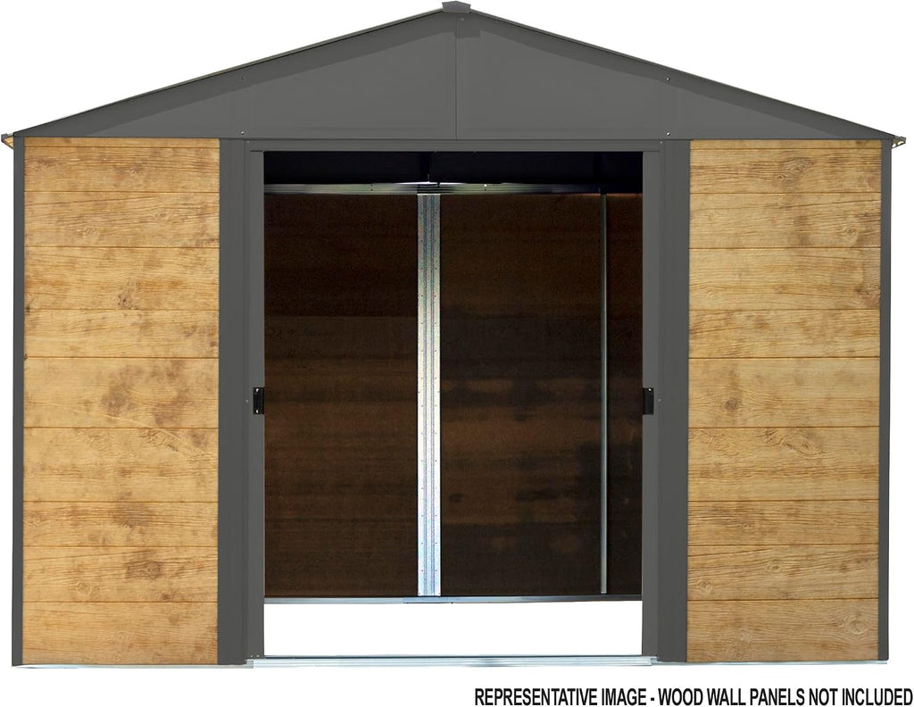 Arrow Shed 8' x 8' Ironwood Galvanized Steel Outdoor Shed Kit, Anthracite