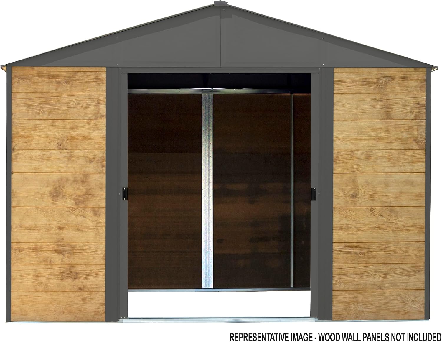 Arrow Shed 8' x 8' Ironwood Galvanized Steel Outdoor Shed Kit, Anthracite