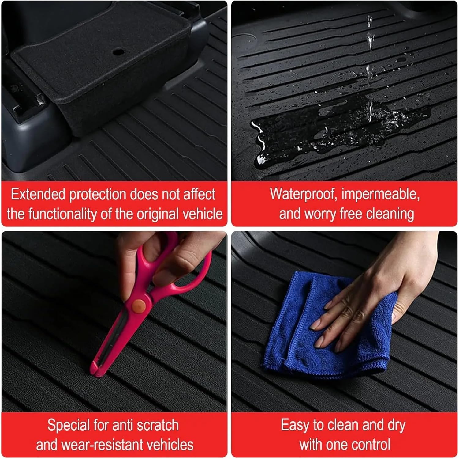 Compatible with Tesla Model 3 2023-2021 All-Weather XPE Floor Mats, LHD 3D Durable Waterproof Non-Slip Cargo Liners Trunk Mat Protection(3PCS Trunk Mats)